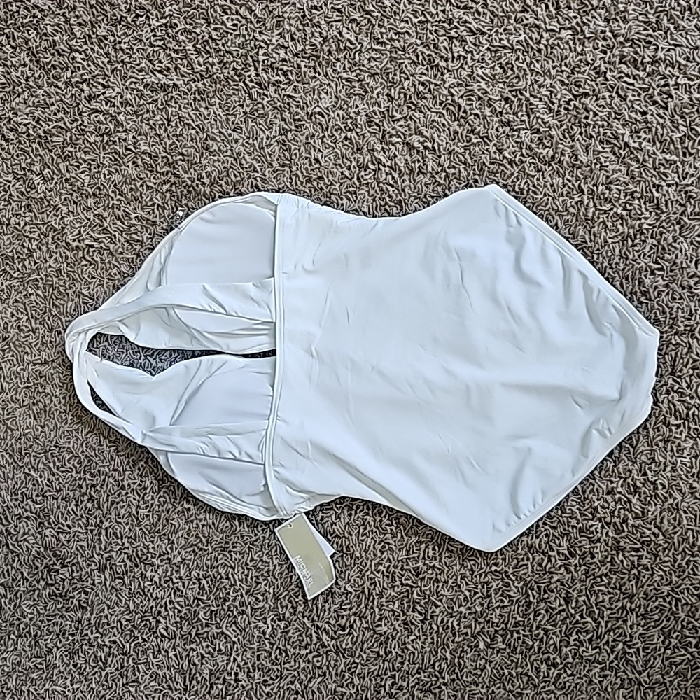 NWT Michael Kors Bathing Suit Convertible One-Piece Swimsuit Sz 14 White - Picture 3 of 6